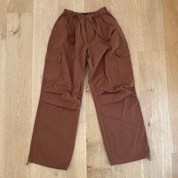 White Fox Parachute Cargo Pants Real Satisfaction Size XS Chocolate Brown - Picture 1 of 6